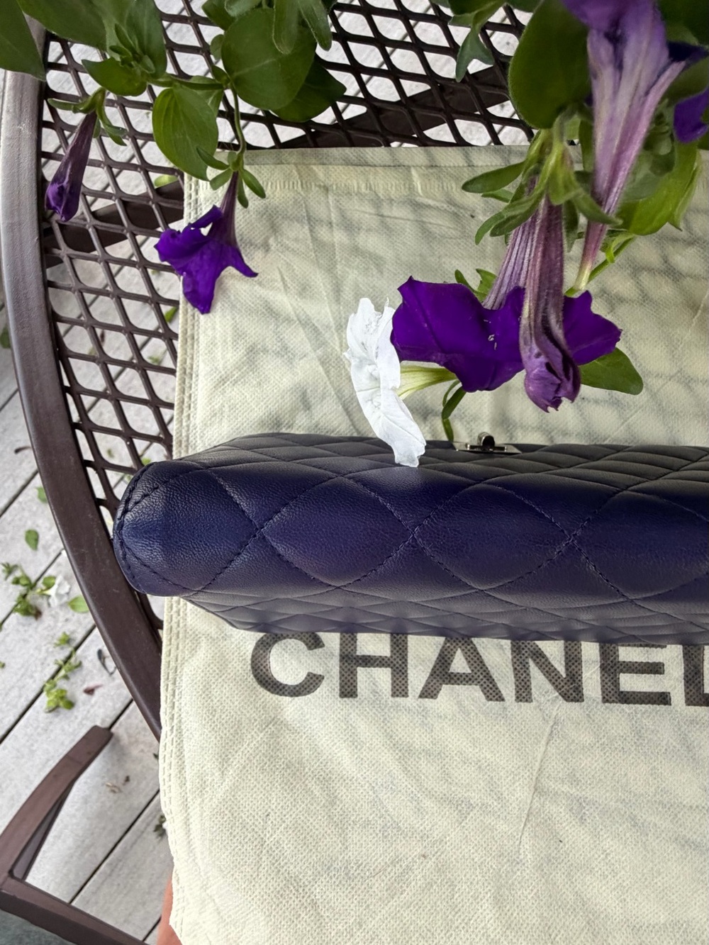 CHANEL PURPLE/PLUM LAMBSKIN QUILTED WALLET WITH COA - Picture 13 of 16